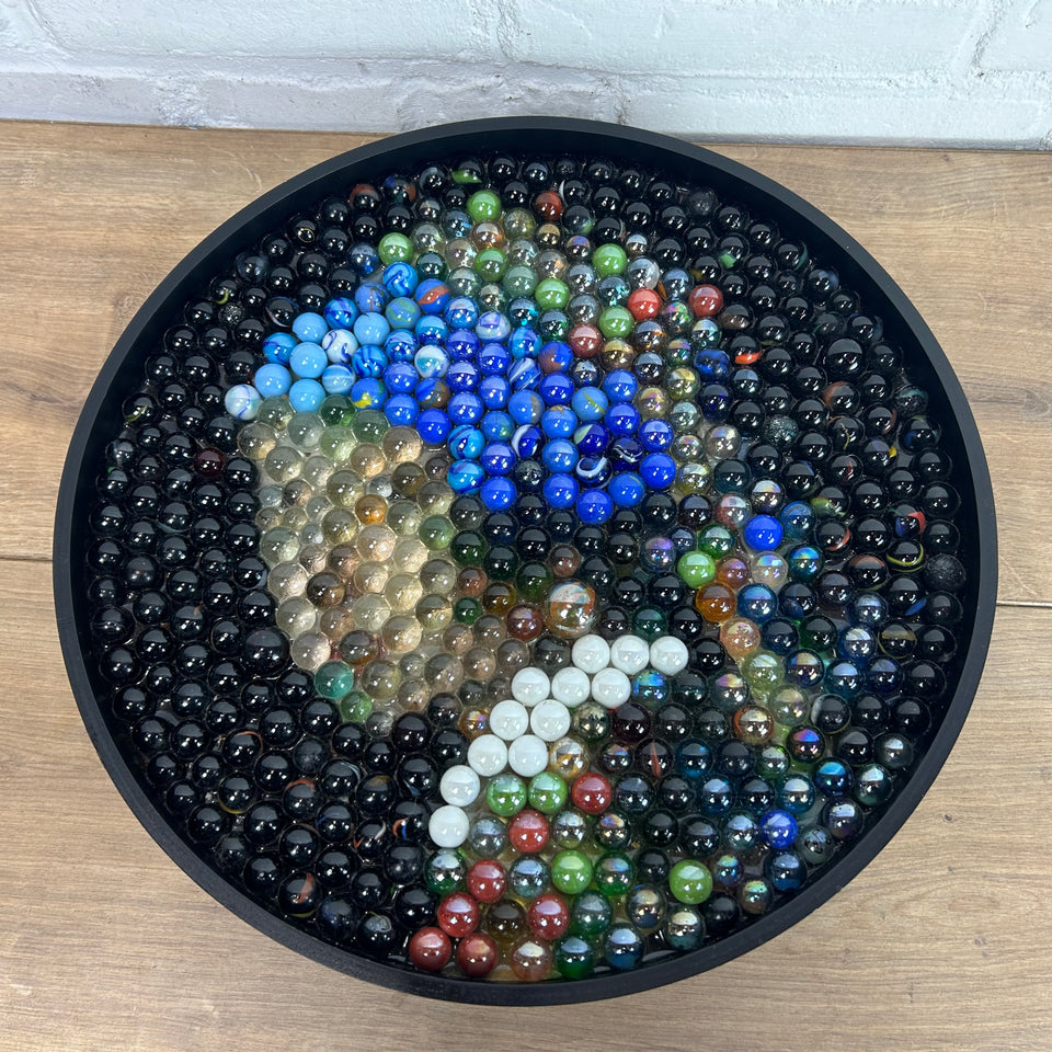 Girl with a pearl earring made of Marbles - Pearled Reflections
