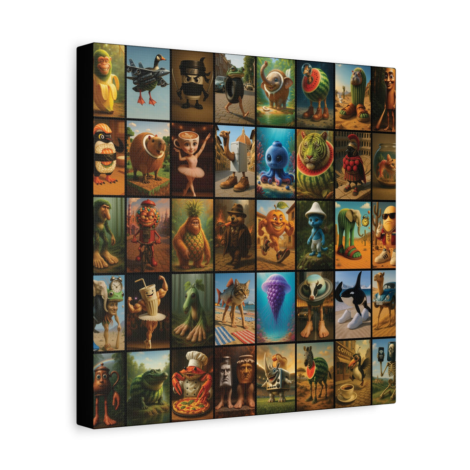 Brain Rot Characters Canvas Collage – Premium Square Canvas