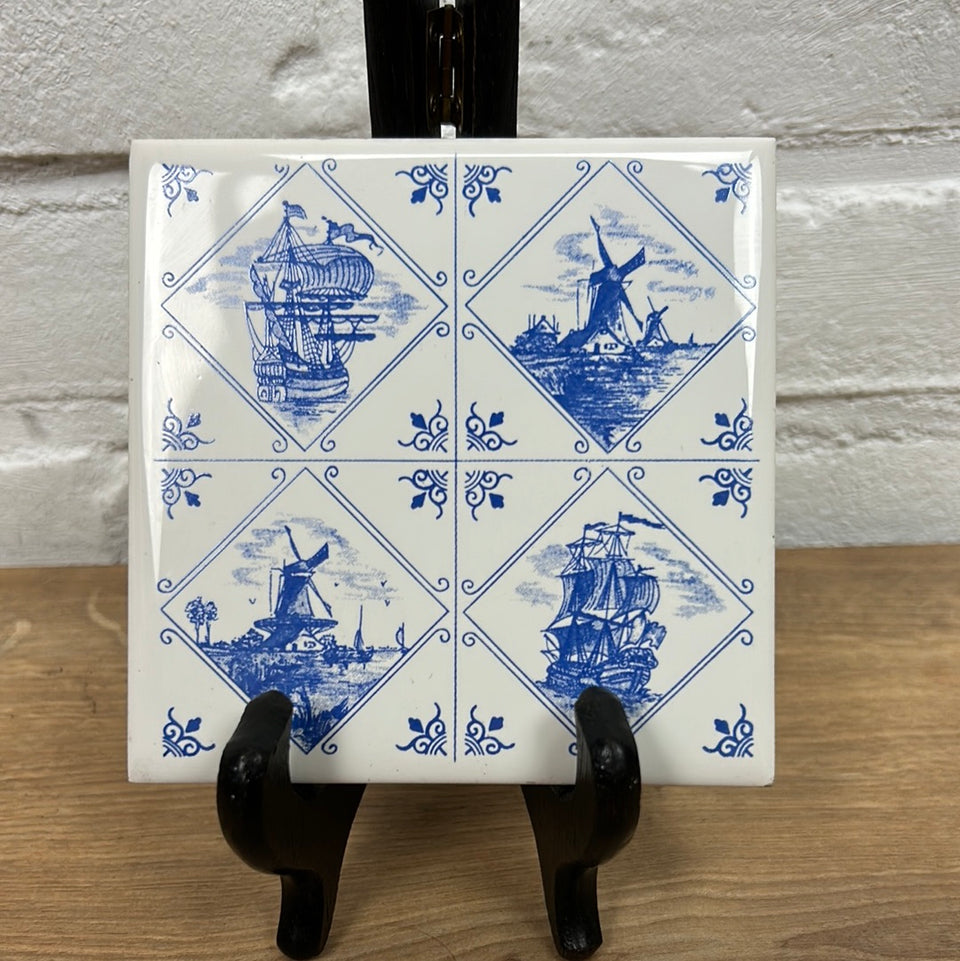 Delfts Blue Dutch Windmills & Sailng boats - Villeroy & Boch Mettlach