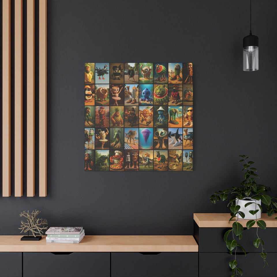 Brain Rot Characters Canvas Collage – Premium Square Canvas
