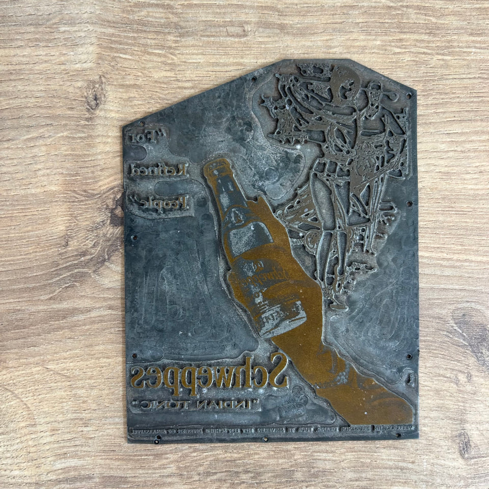 Unique original Copper Schweppes Print Advertisement plate “For refined people”