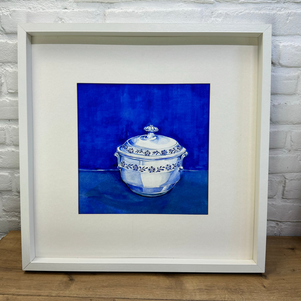 Two original paintings of Delft Blue ceramic from Holland.