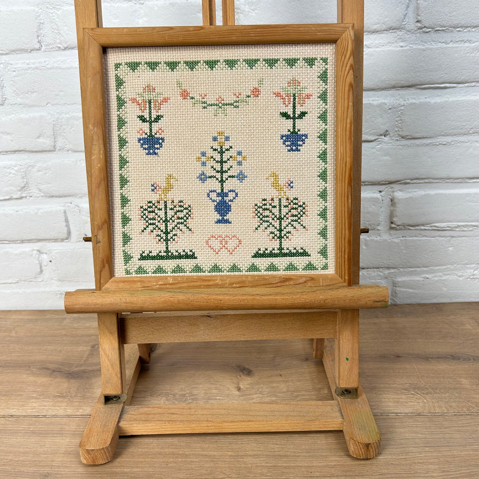 Small Sampler - Vintage Embroidery - Tapestry - Patchwork - Cotton work - Framed