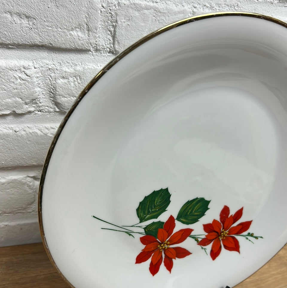 Large Winterling Poinsettia Christmas Holiday Plate Bavaria Germany Porcelain China Serving Plates