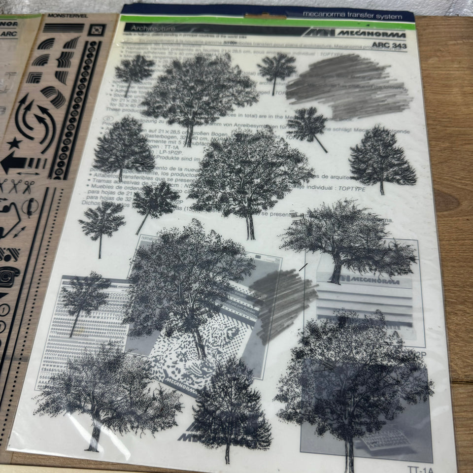 Set of multiple type Architect Mecanorma transfer sheets