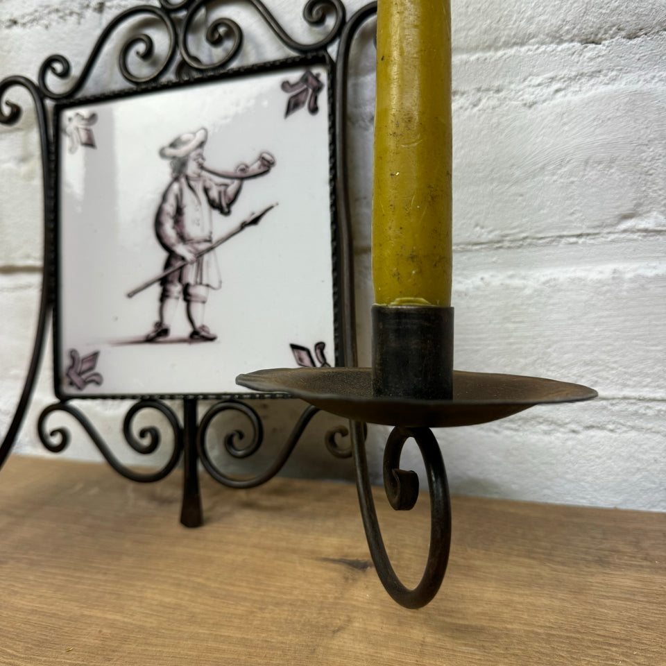 Iron Candles holder with Dutch Ceramic tile