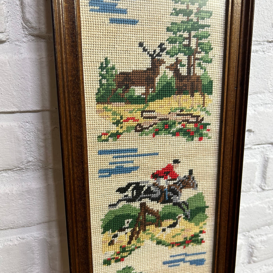 Hunting Scenes with horses - Vertical - Tapestry - Embroidery - Cottonwork