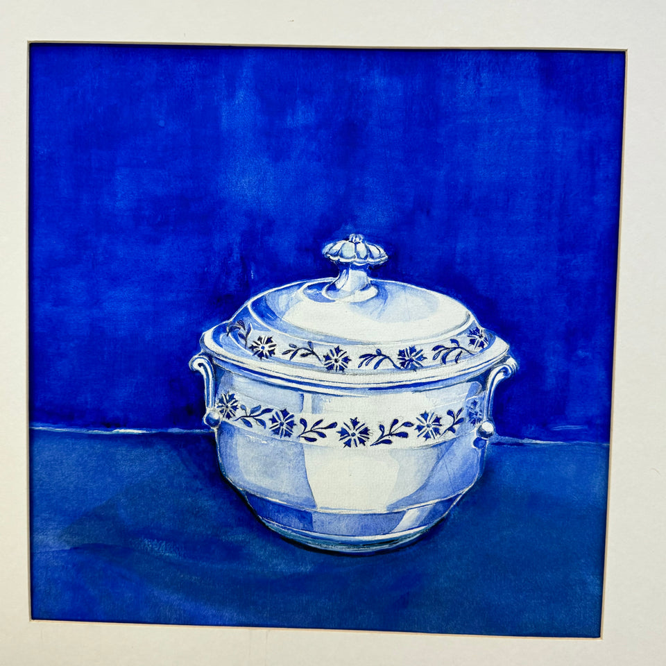 Two original paintings of Delft Blue ceramic from Holland.