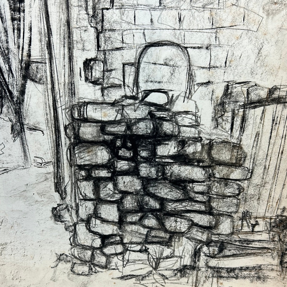 Street coal drawing - Artwork by Dini Henkes (1935-2022)