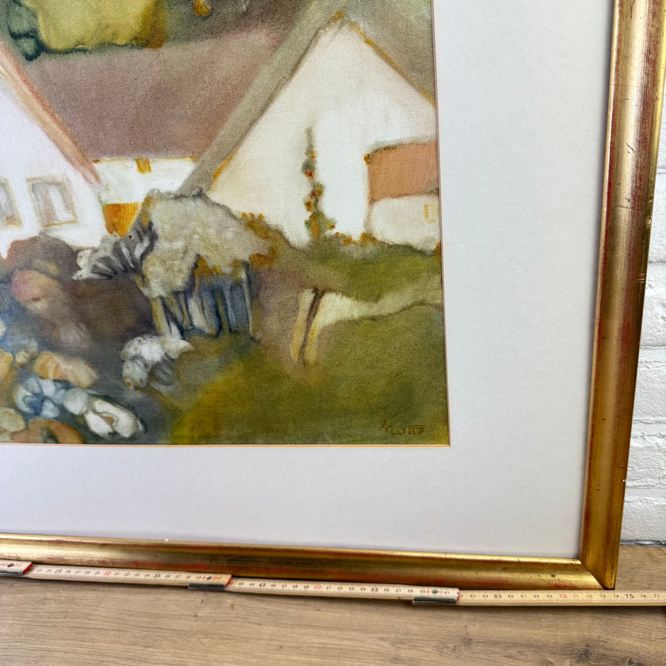 Abstract Farm house - German School painting