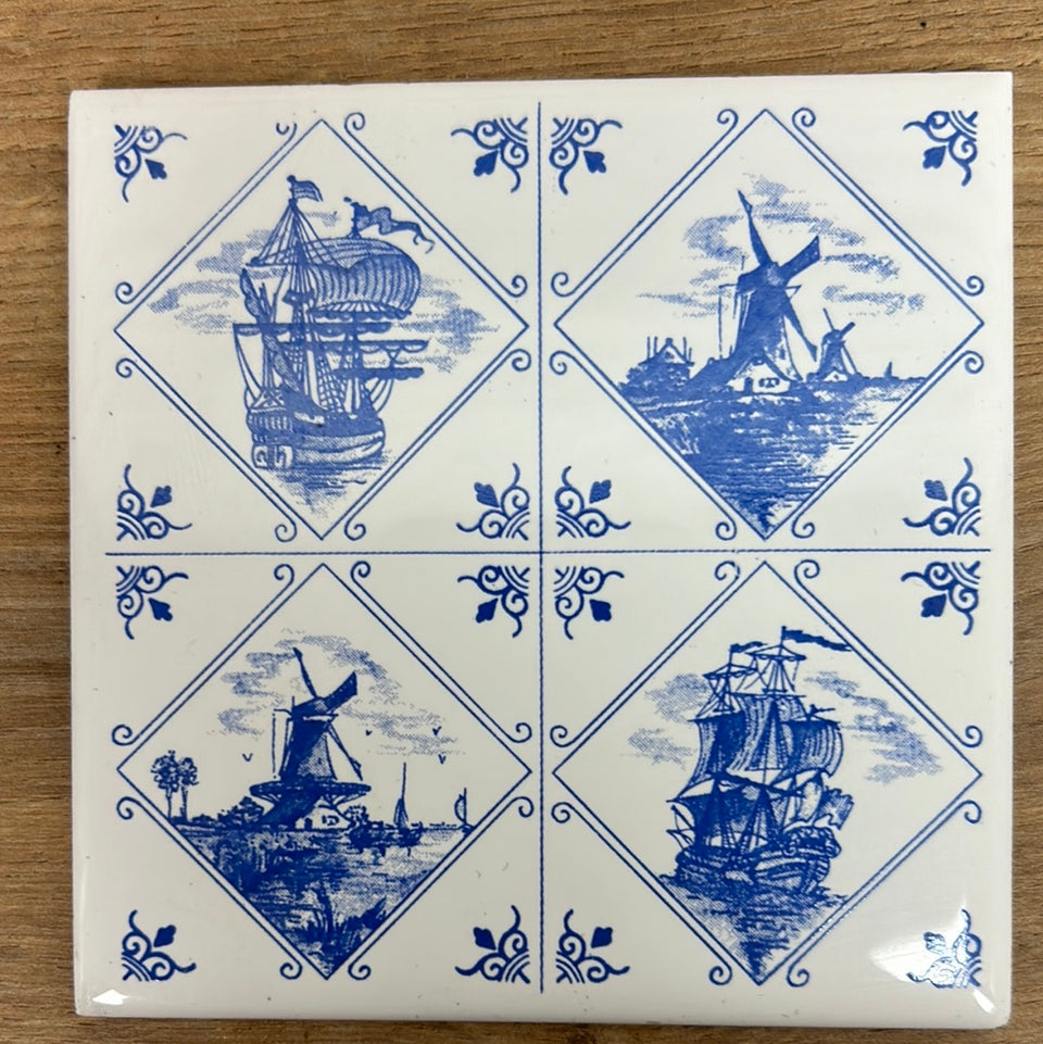 Delfts Blue Dutch Windmills & Sailng boats - Villeroy & Boch Mettlach