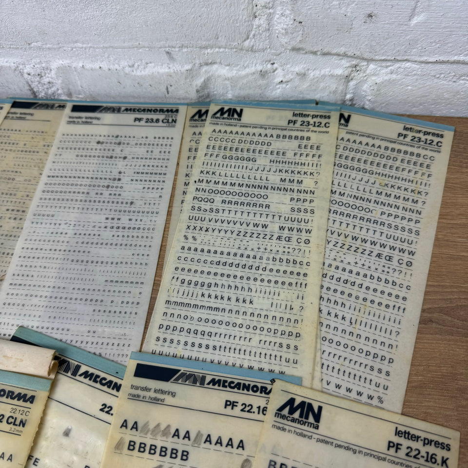 Mecanorma set of used transfer sheets