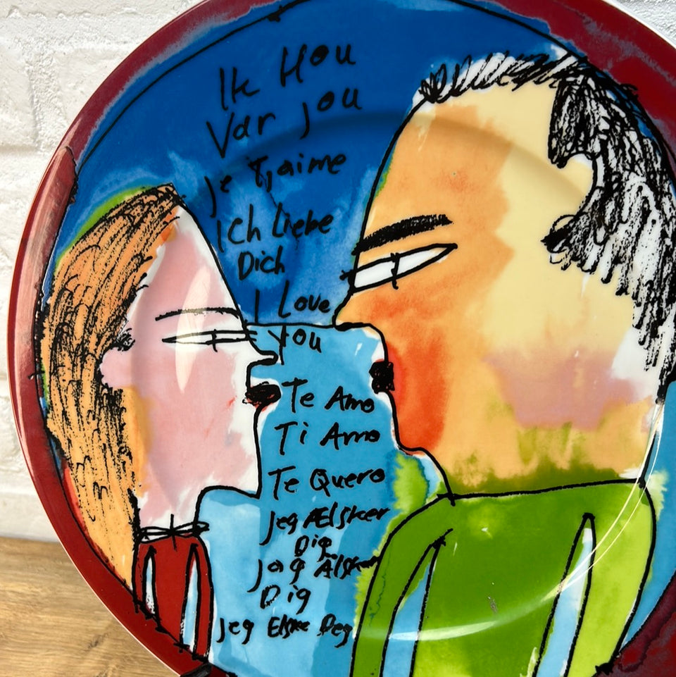 I love you - Large Ceramic plate by Wouter Coumou for Heinrich Winterling