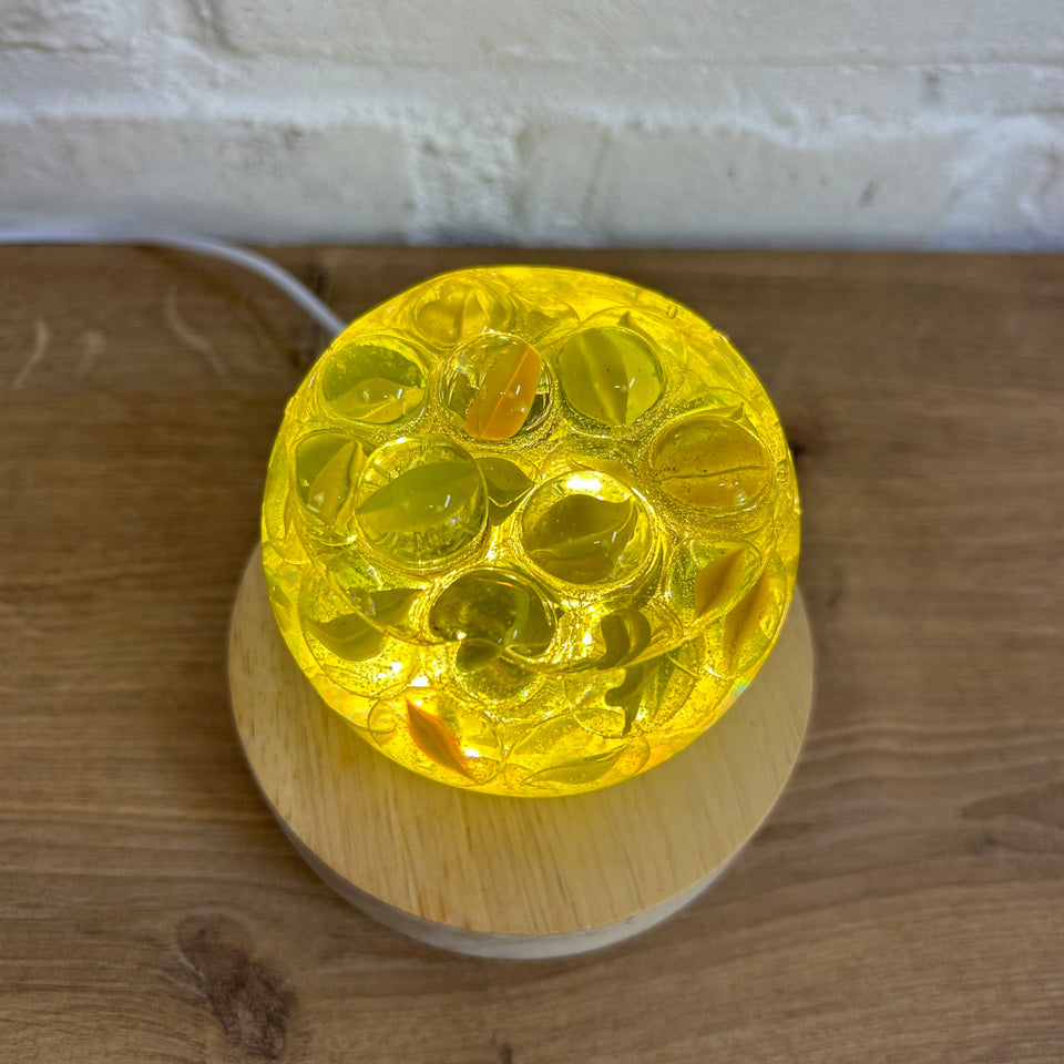 Yellow Cats Eye Marbles Resin lamp