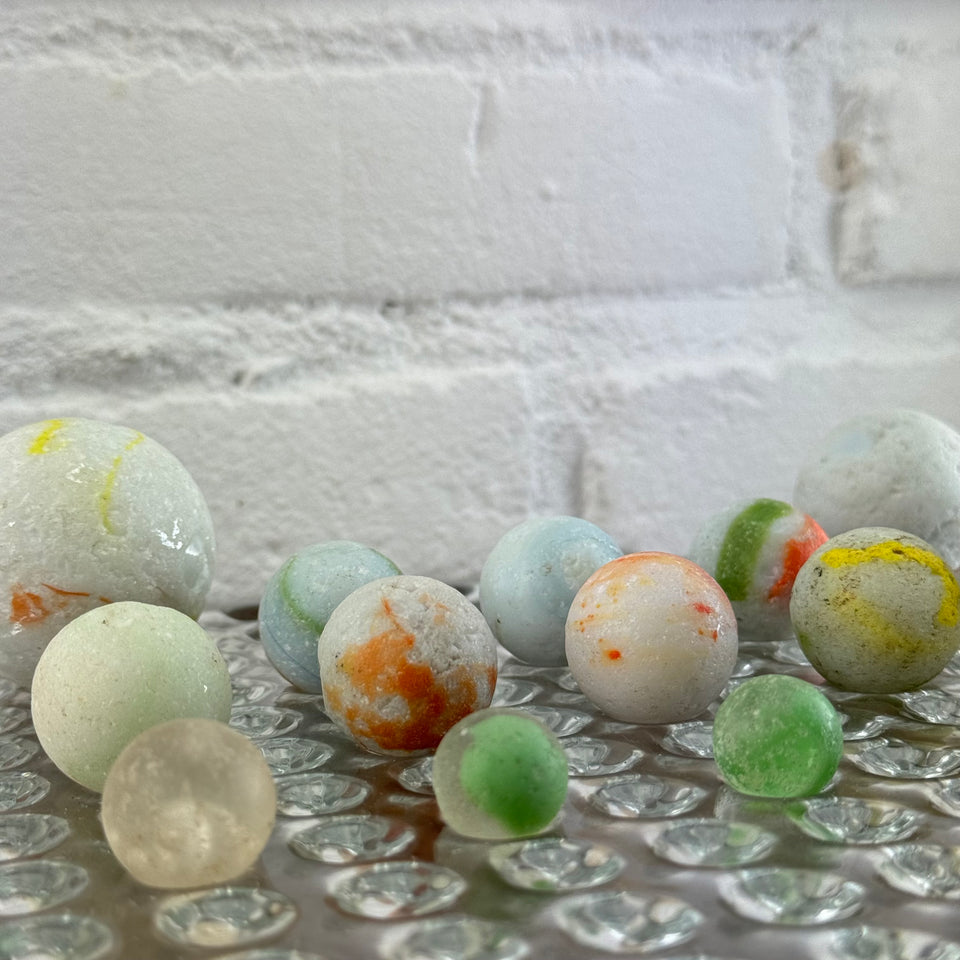 Sea Glass Mixed set of 15 antique Seaglass marbles