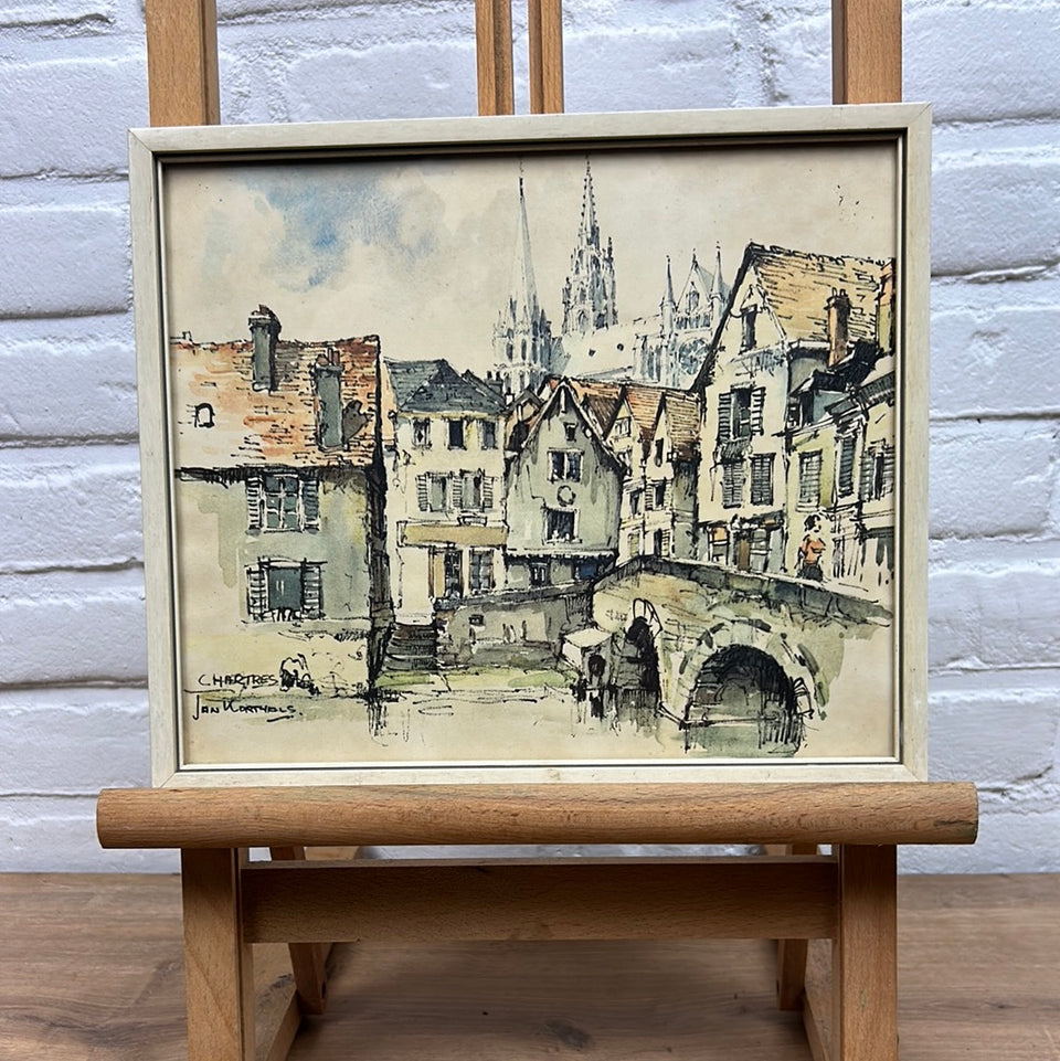 Chartres by Jan Korthals Print of watercolor painting