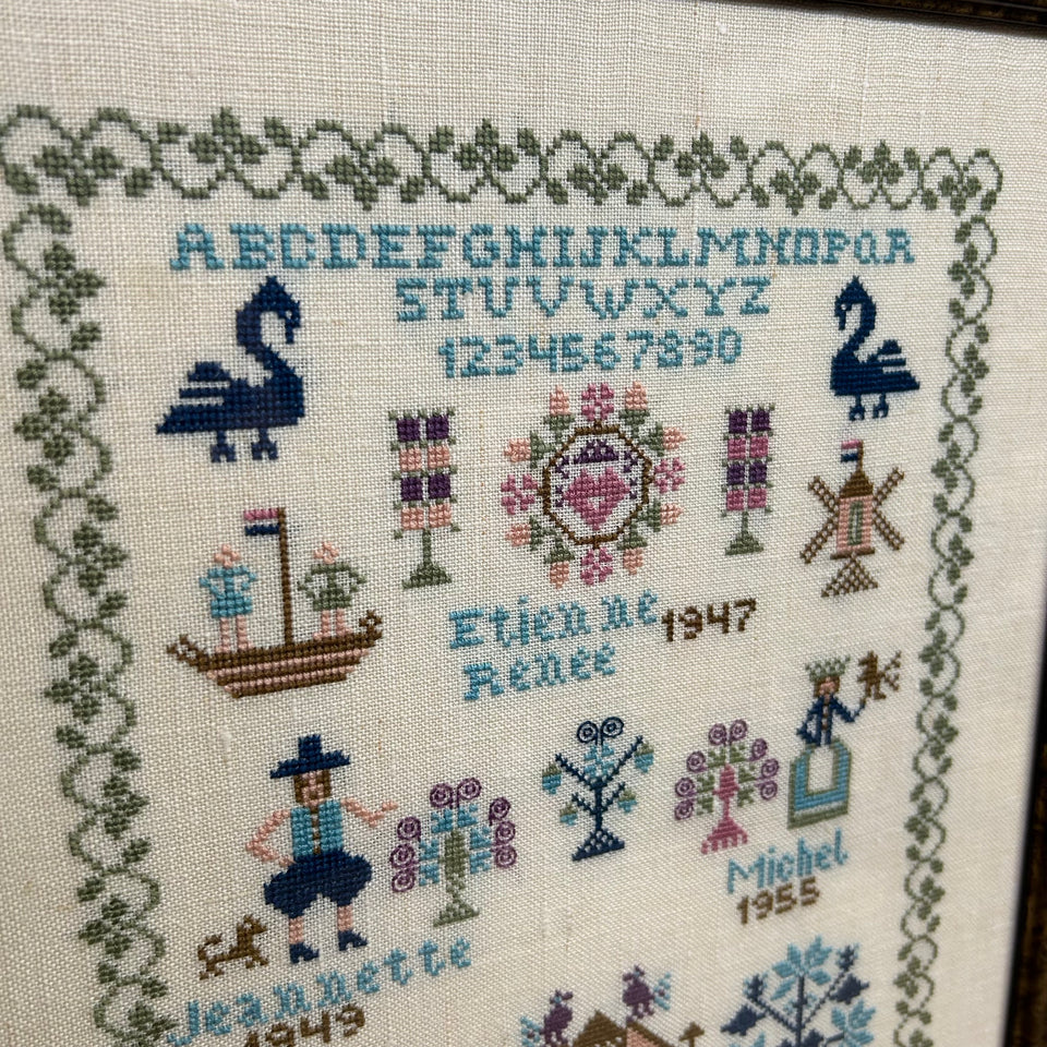Vintage Dutch Sampler  - Tapestry - Embroidery - Cottonwork