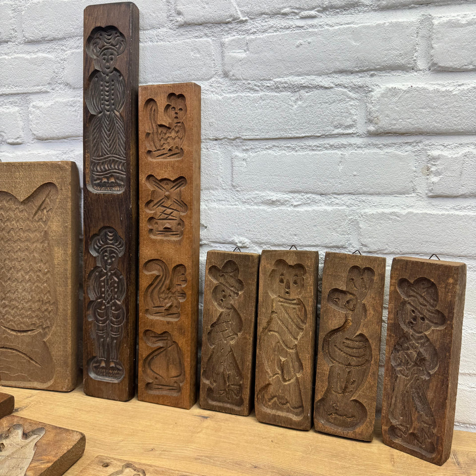 Antique large set of 10 antique wooden cookie baking mold