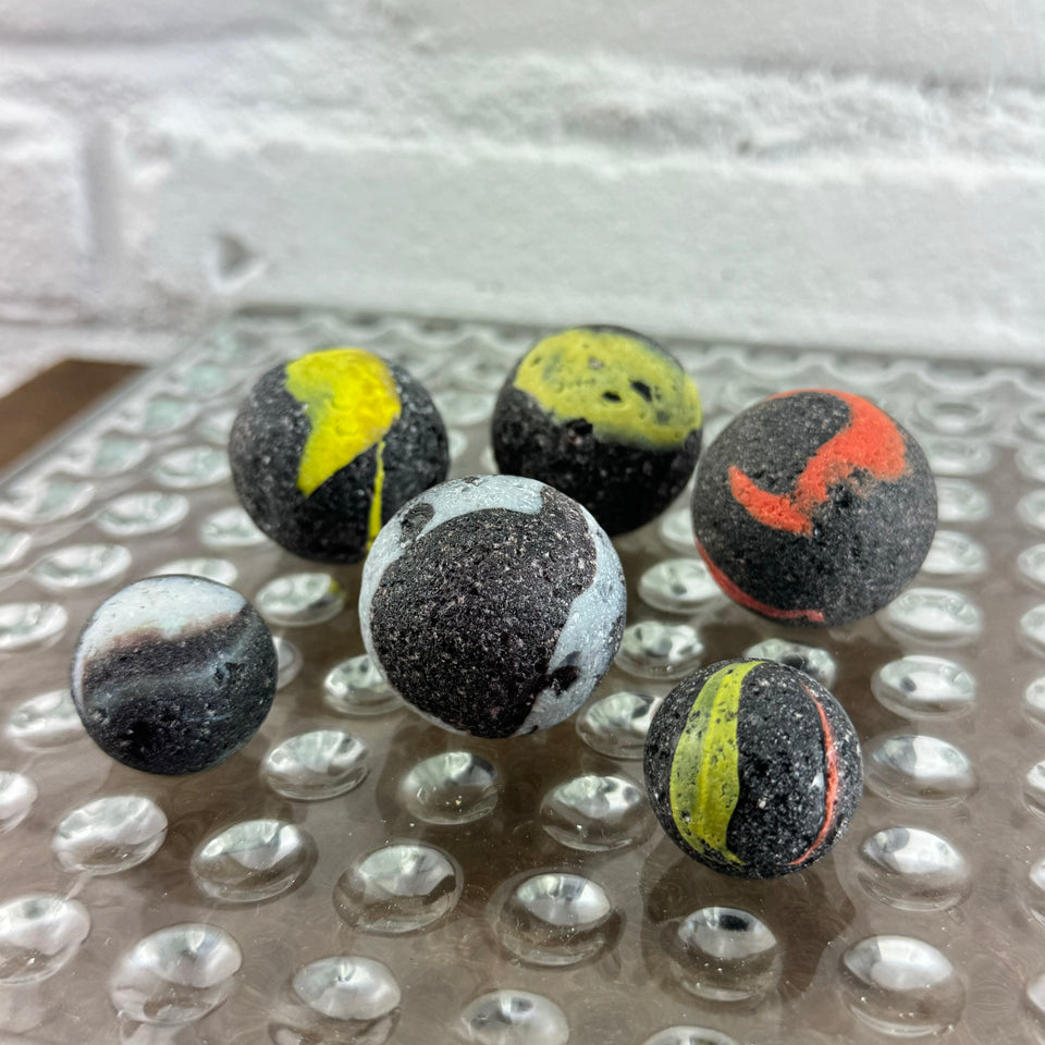 Black striped Sea Glass marbles set of 6 seaglass marbles