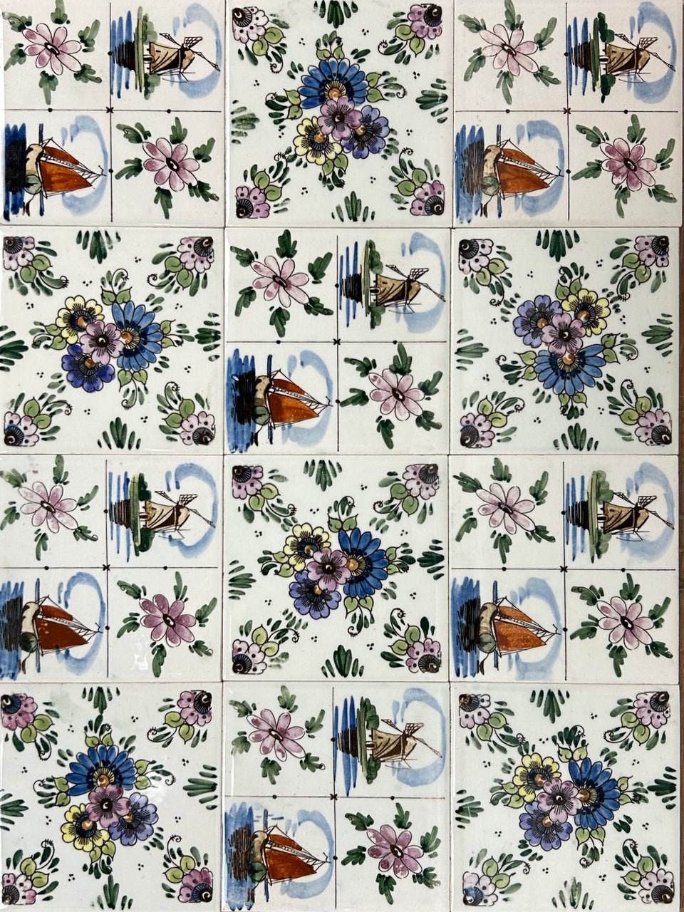 A mixed set of hand painted Ceramic Tiles - Also available in larger sets