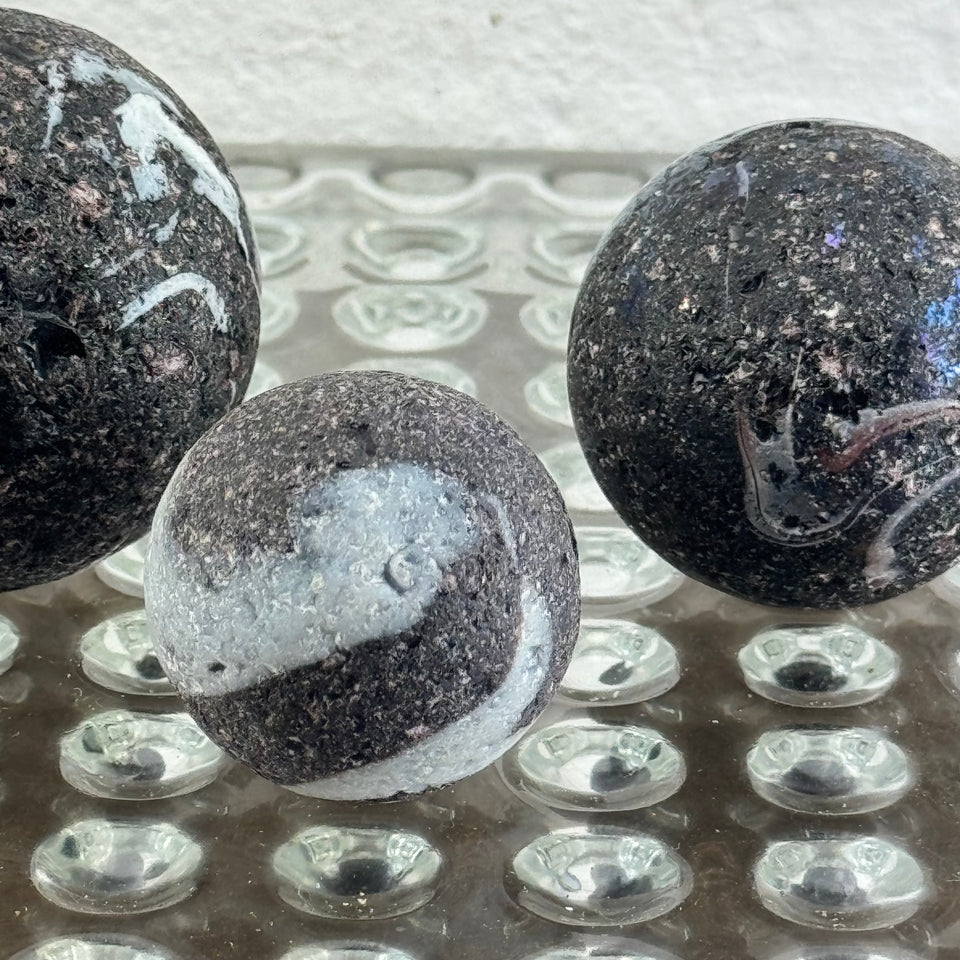 Black and White Large Sea Glass marbles set of 3 seaglass marbles - large 2 inch marble