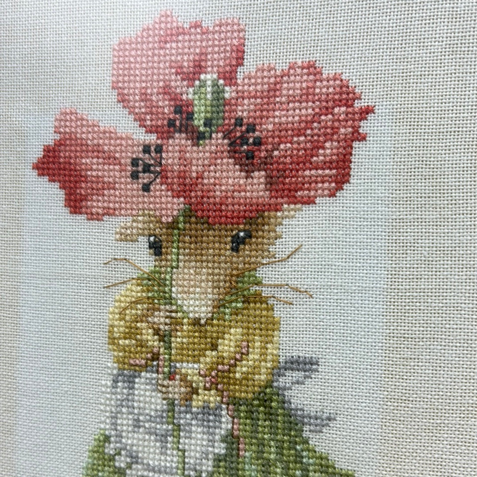 Vintage Mouse Embroidery no 1
-  Childrens room - Tapestry Rabbits - Patchwork - Cotton work - Framed behind glass