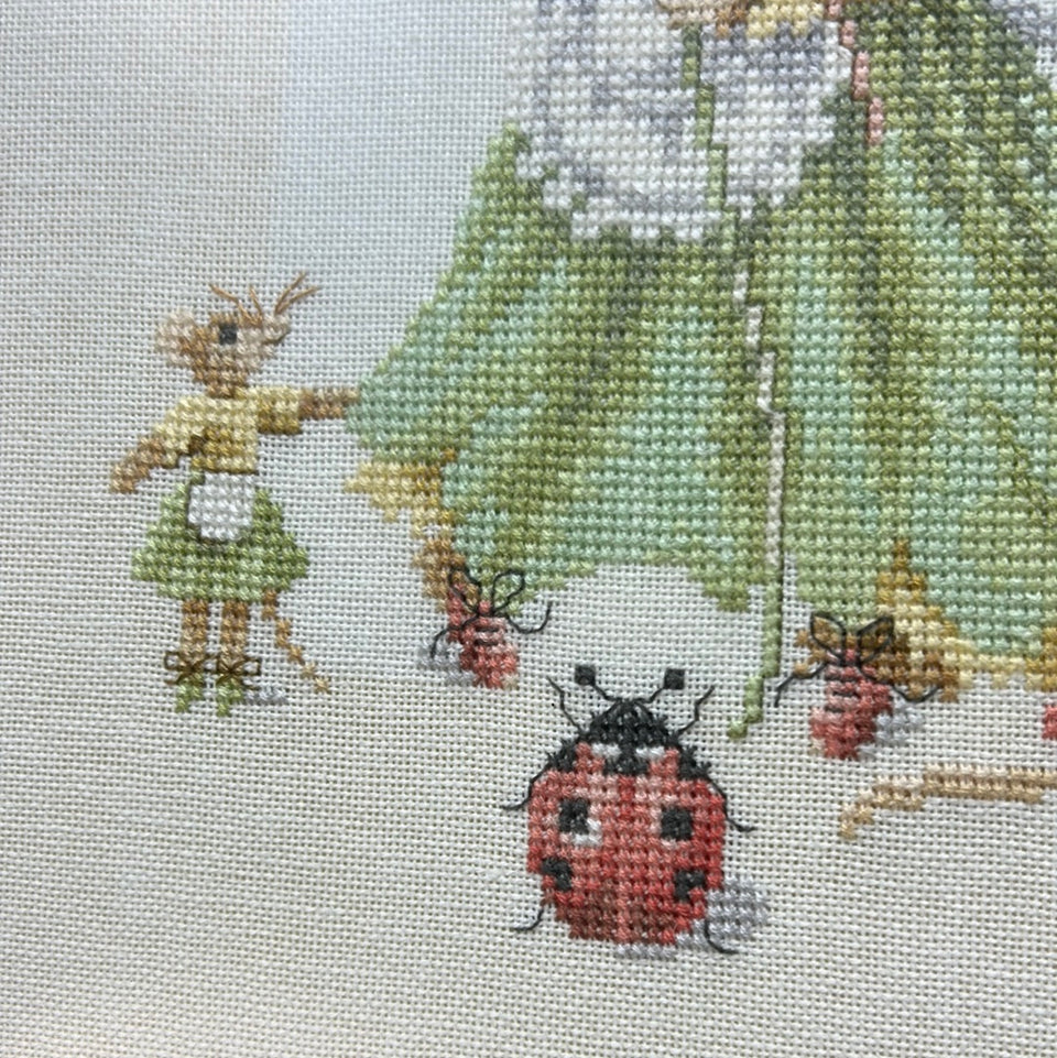 Vintage Mouse Embroidery no 1
-  Childrens room - Tapestry Rabbits - Patchwork - Cotton work - Framed behind glass