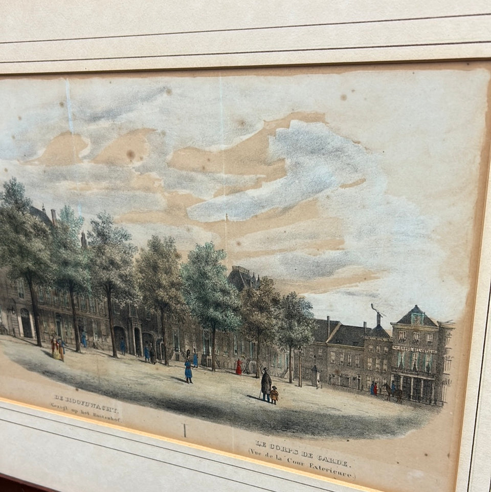 Antique etching print The Hague “Gezicht op het Buitenhof "