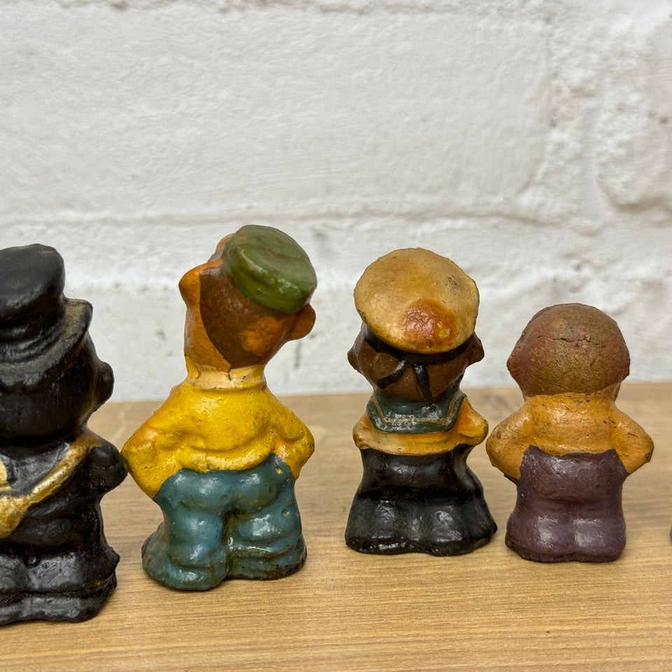 Large set of 6 figures - Stabchen Raucher Macky Smoker figurines and a antique smoking Mickey Mouse