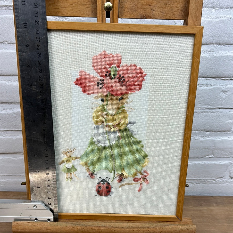 Vintage Mouse Embroidery no 1
-  Childrens room - Tapestry Rabbits - Patchwork - Cotton work - Framed behind glass