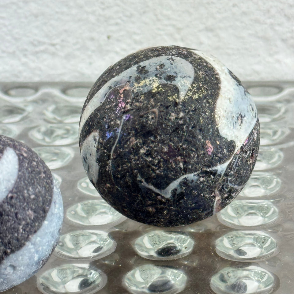 Black and White Large Sea Glass marbles set of 3 seaglass marbles - large 2 inch marble