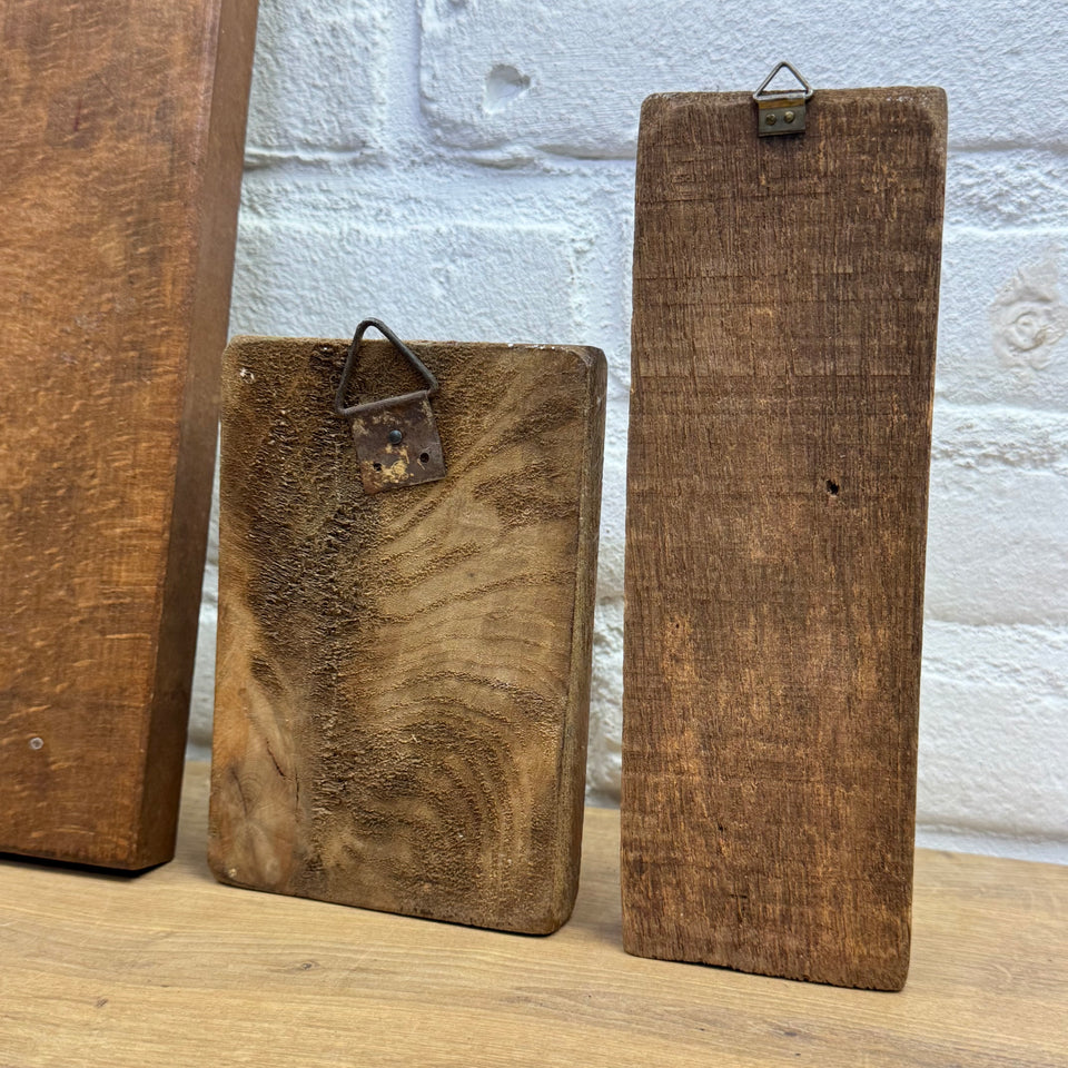 Antique set of five European wooden baking molds