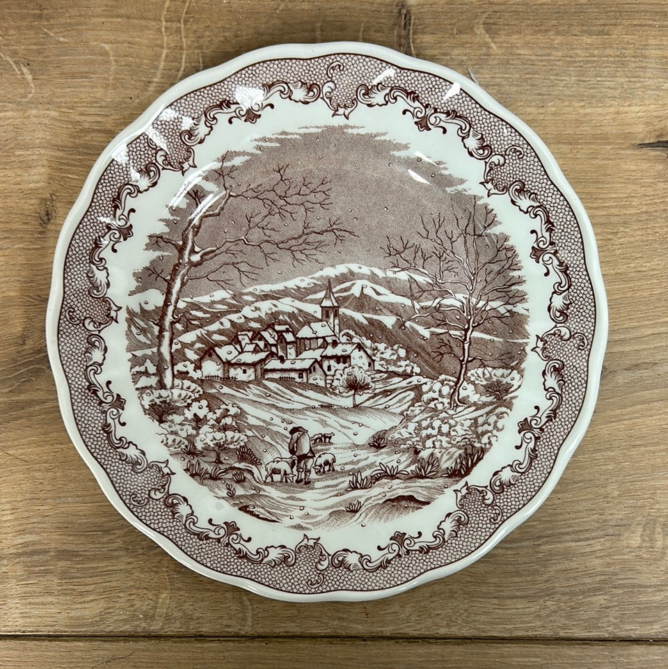 Vintage NF of Fontebasso Italy Brown Transferware Swiss Landscape