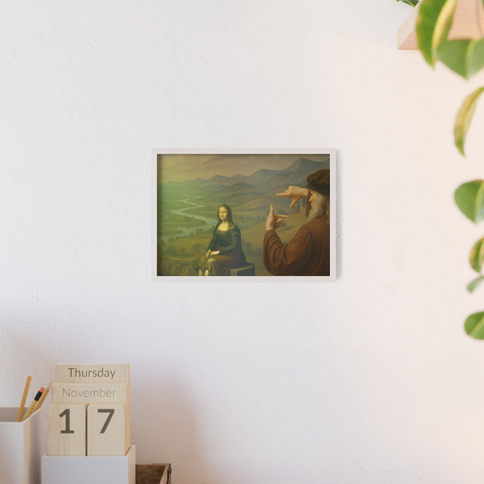 "The discovery of the Mona Lisa by da Vinci"— Classic Art Print with Wooden Frame