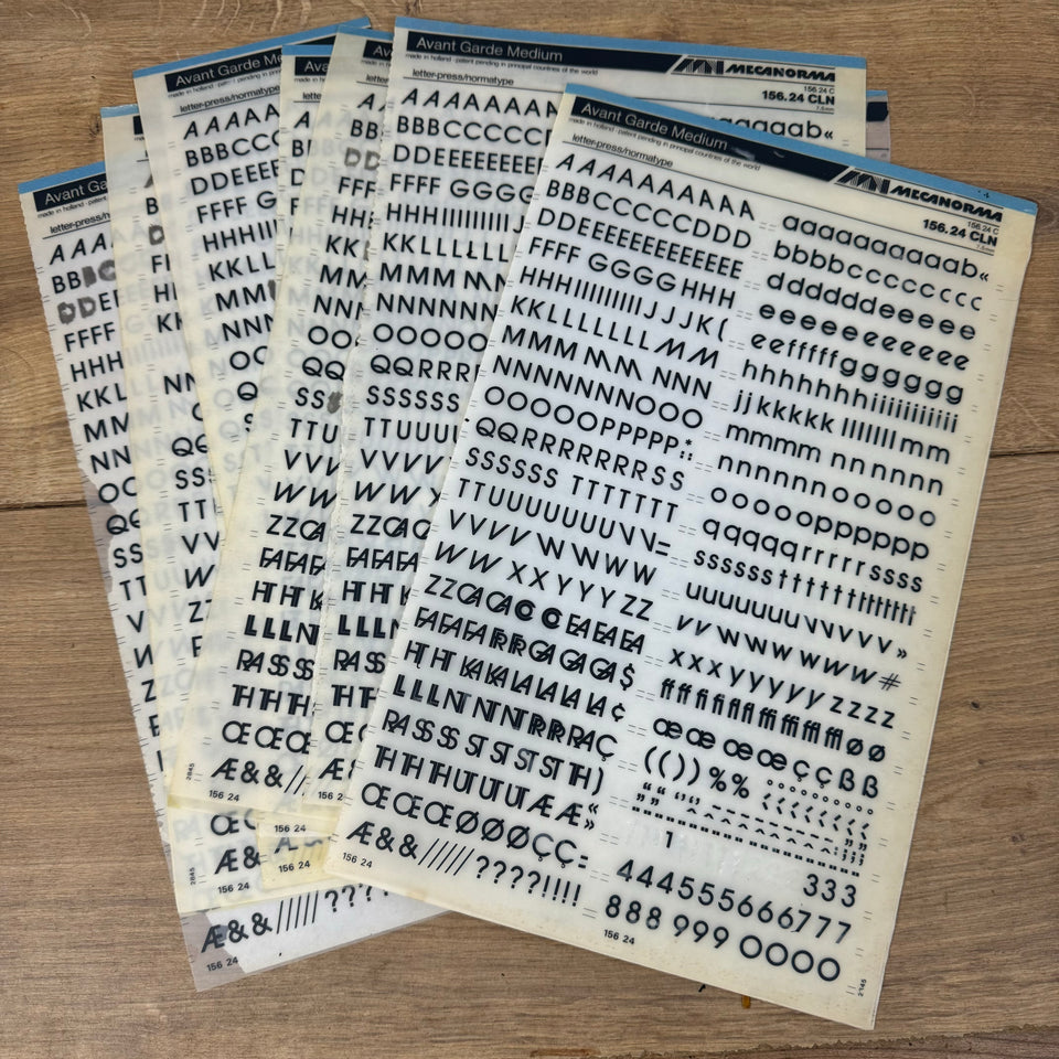 Mecanorma Avant Garde font mixed used transfer sheets