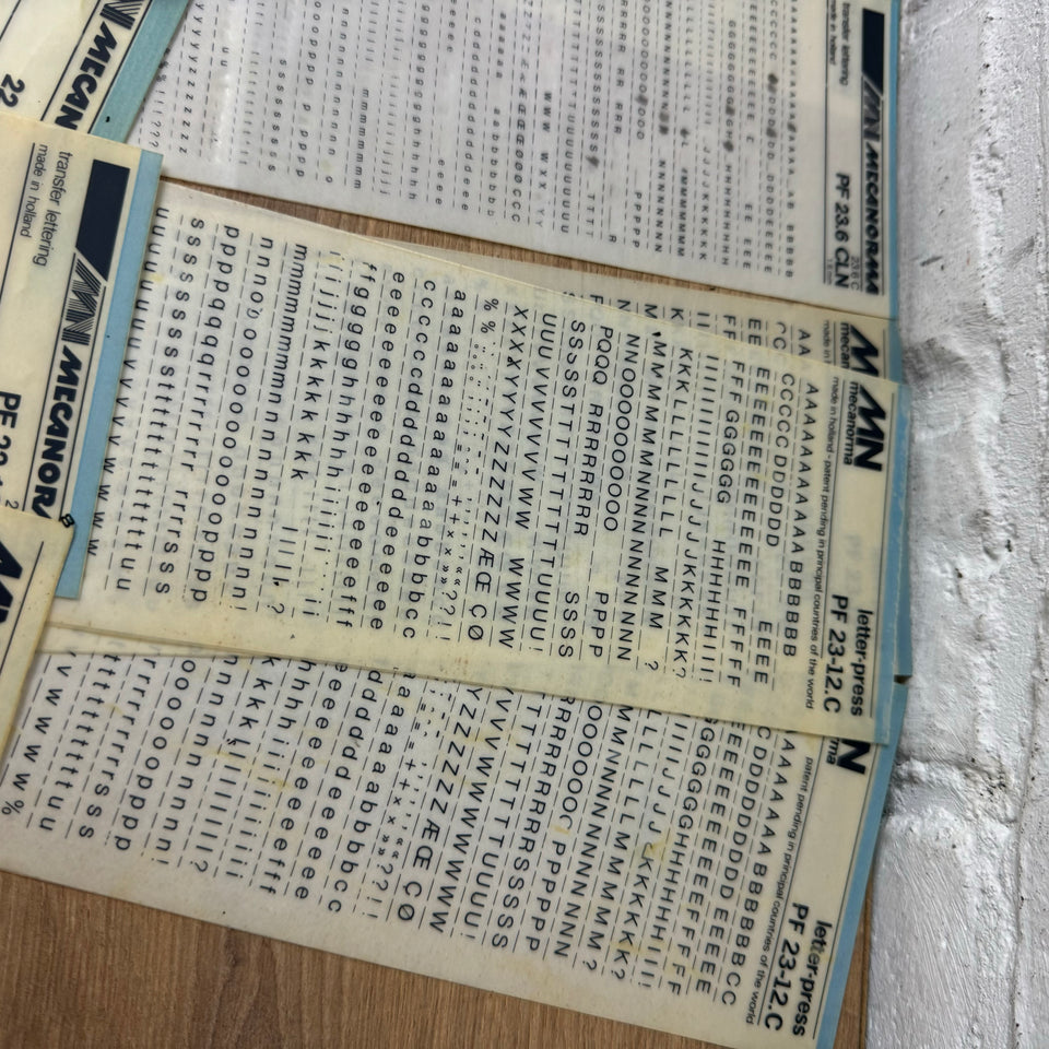 Mecanorma set of used transfer sheets