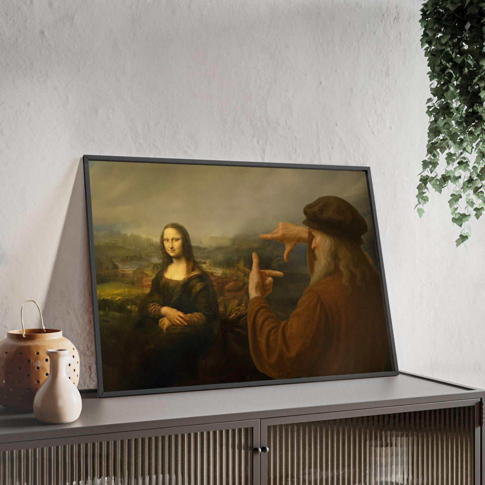 "Da Vinci's Mona Lisa Moment" - Classic Art Print with Wooden Frame