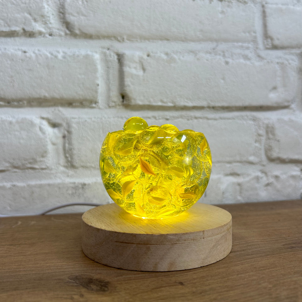 Yellow Cats Eye Marbles Resin lamp