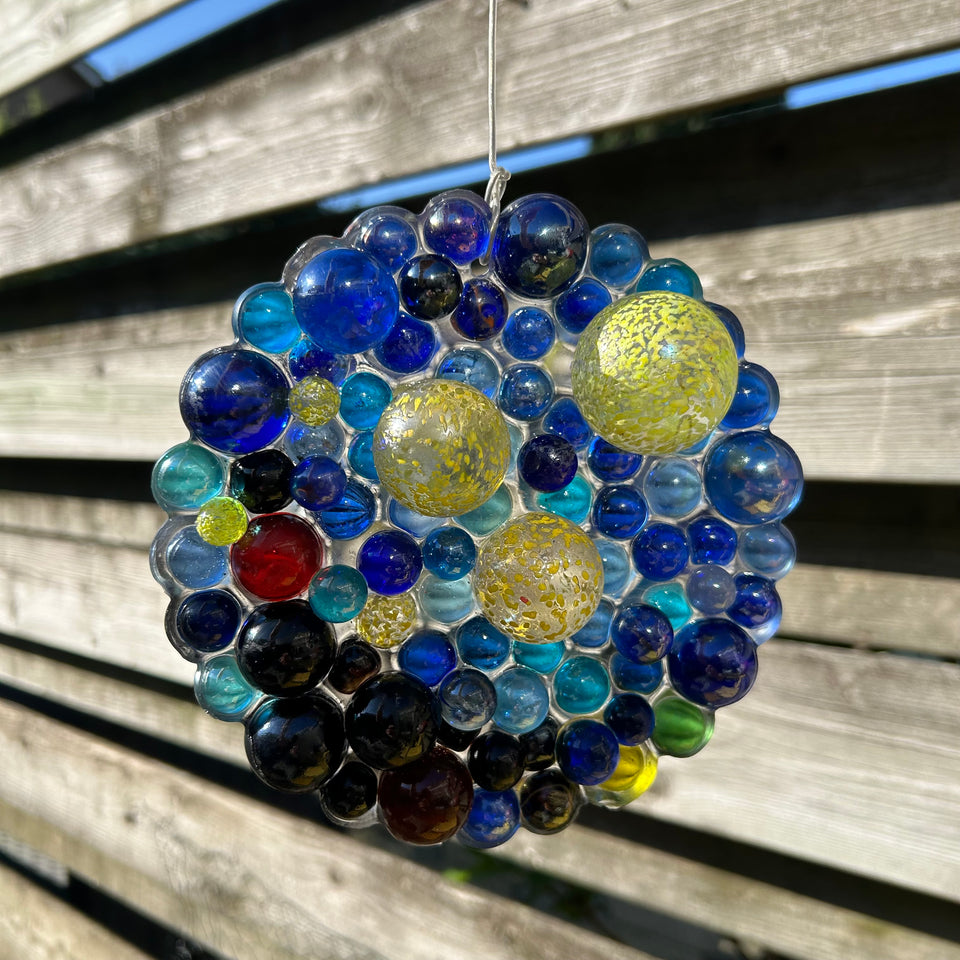 Colored glass marbles - Window Hanging - Starry Night of Marbles by Van Gogh