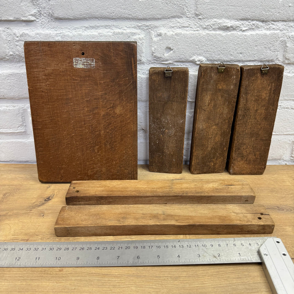 Antique set of five wooden antique century baking molds kitchen decoration
