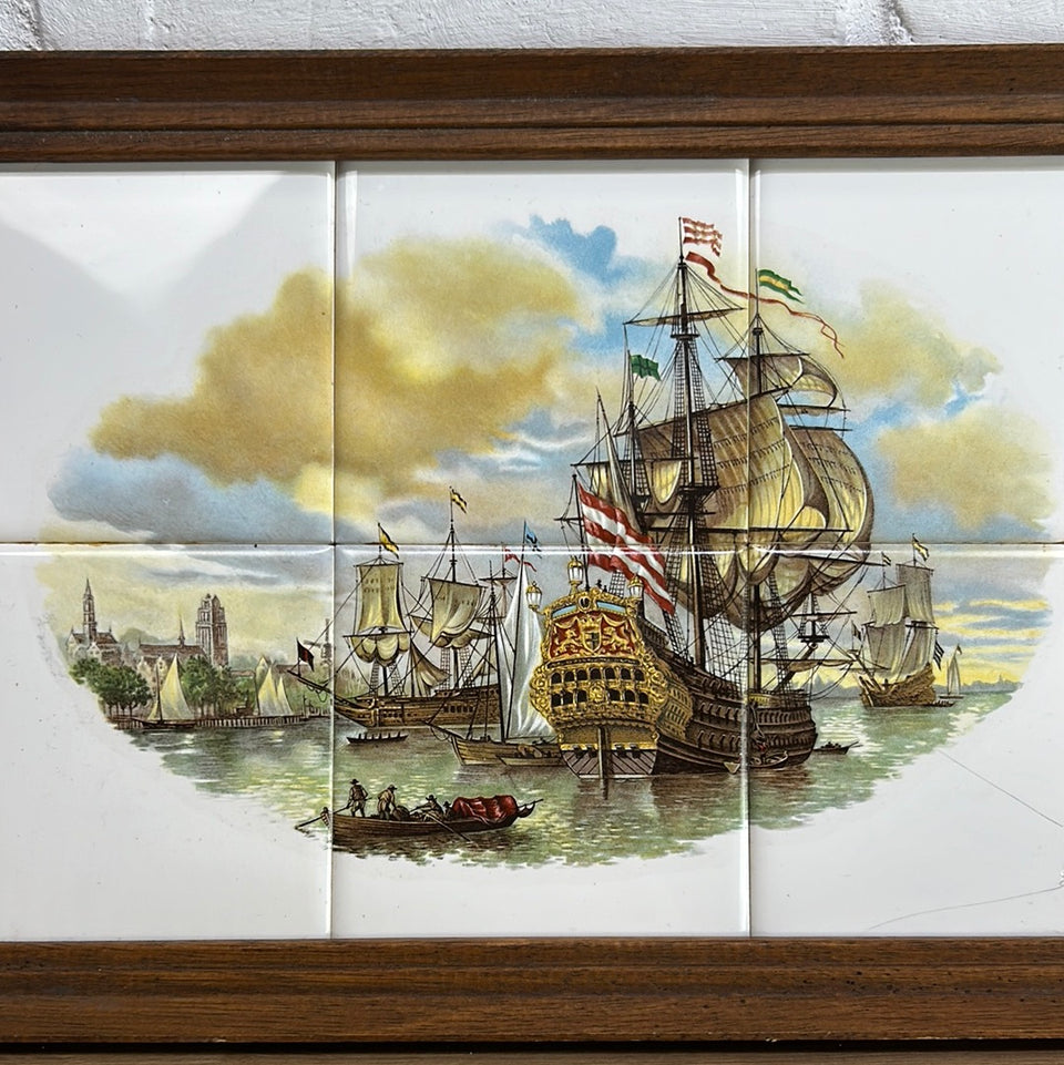 Tiles Wall hanging with Dutch Sailing boats ceramic tile plates