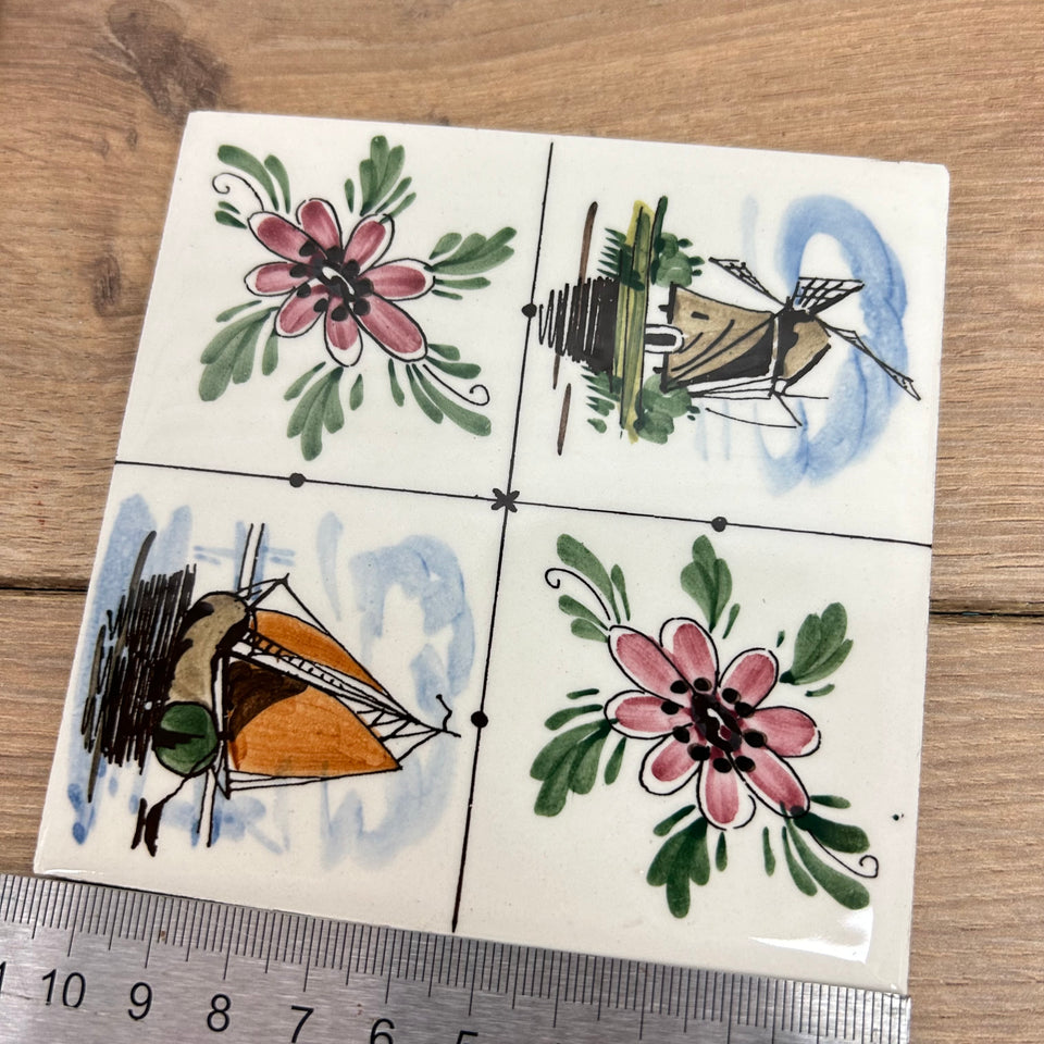 A set of 4 hand painted Colored Ceramic Tiles - Also available in larger sets