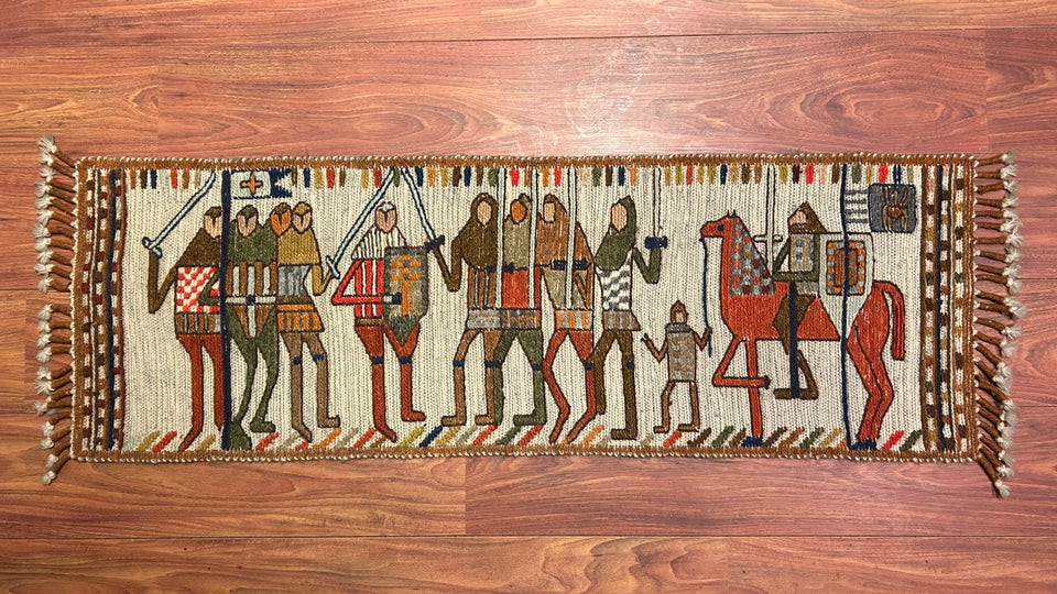 Rare Knights Tapestry - Sumak “Bitwa” by Barbara Falkowska (1931-2022)