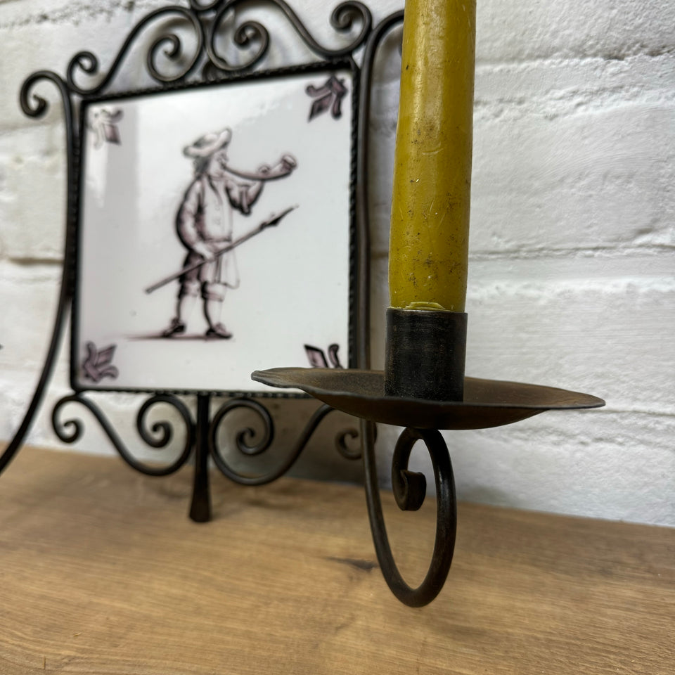 Iron Candles holder with Dutch Ceramic tile