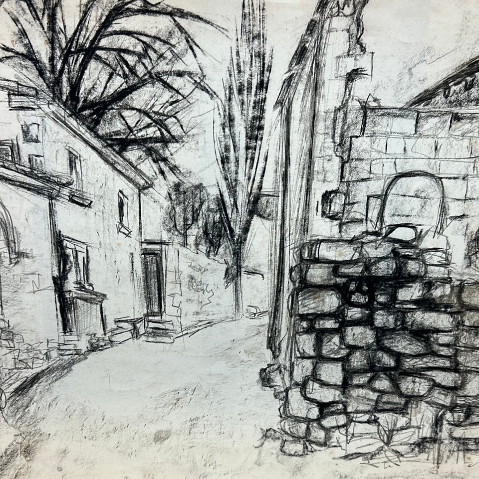 Street coal drawing - Artwork by Dini Henkes (1935-2022)