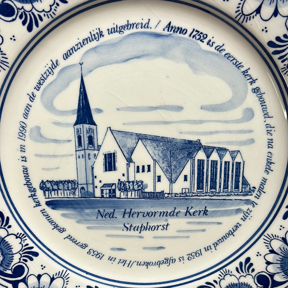 Vintage Dutch Delfts Blue plate Church Staphorst