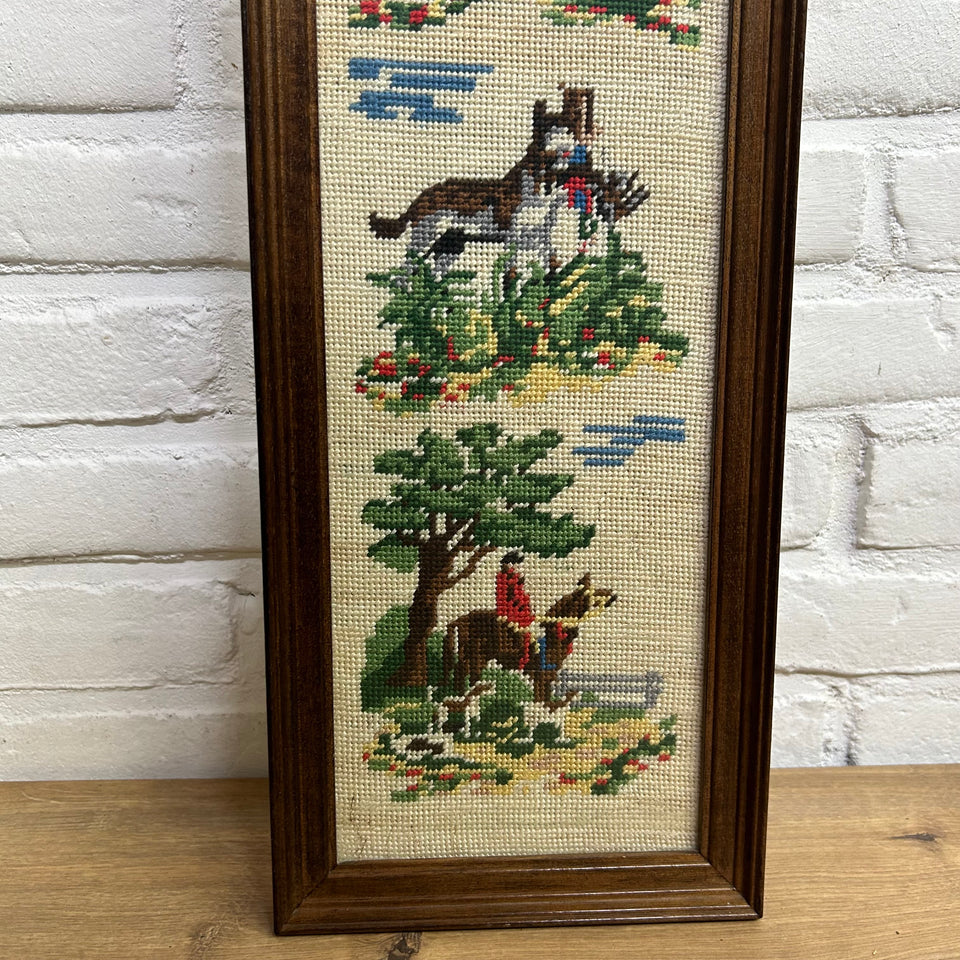 Hunting Scenes with horses - Vertical - Tapestry - Embroidery - Cottonwork