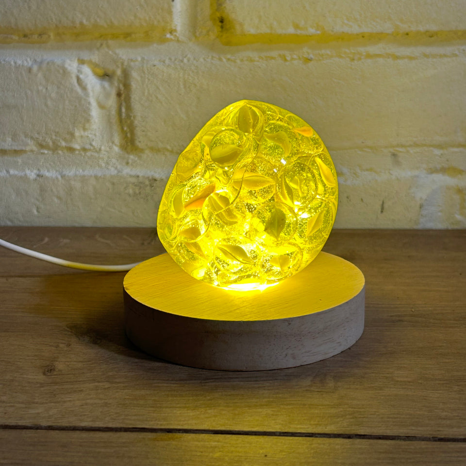 Yellow Cats Eye Marbles Resin lamp