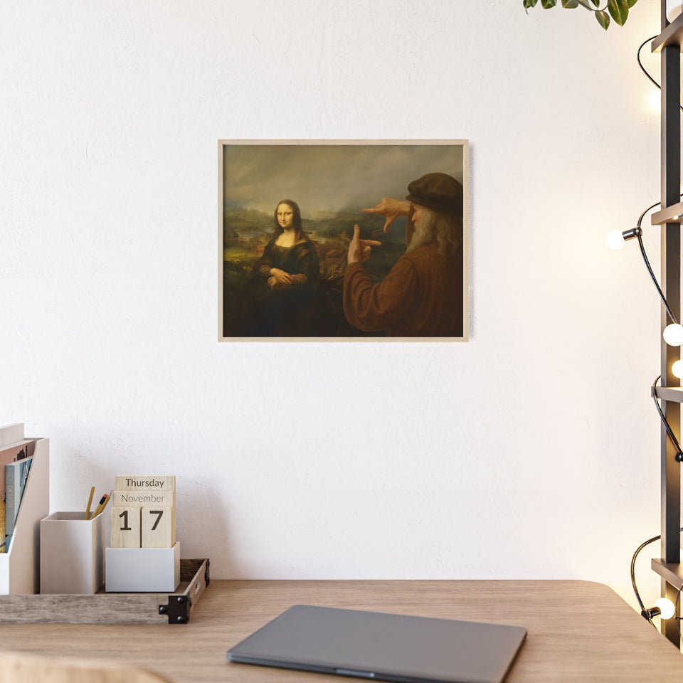 "Da Vinci's Mona Lisa Moment" - Classic Art Print with Wooden Frame