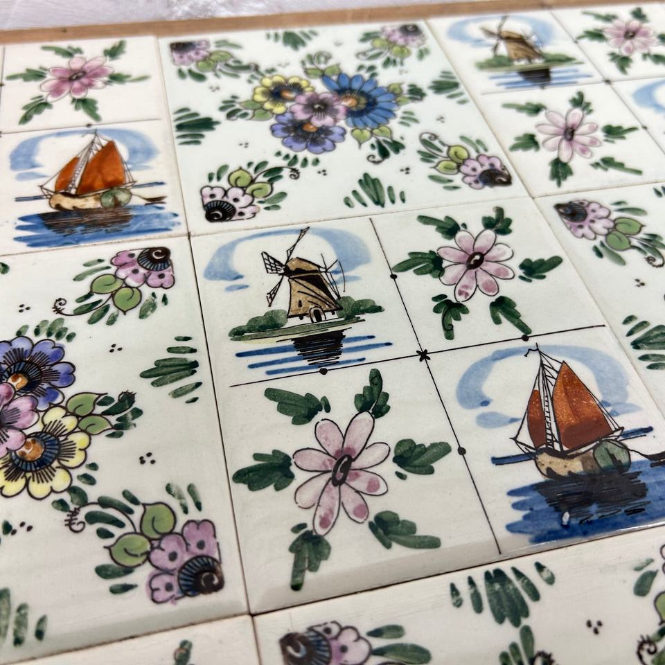 A mixed set of hand painted Ceramic Tiles - Also available in larger sets